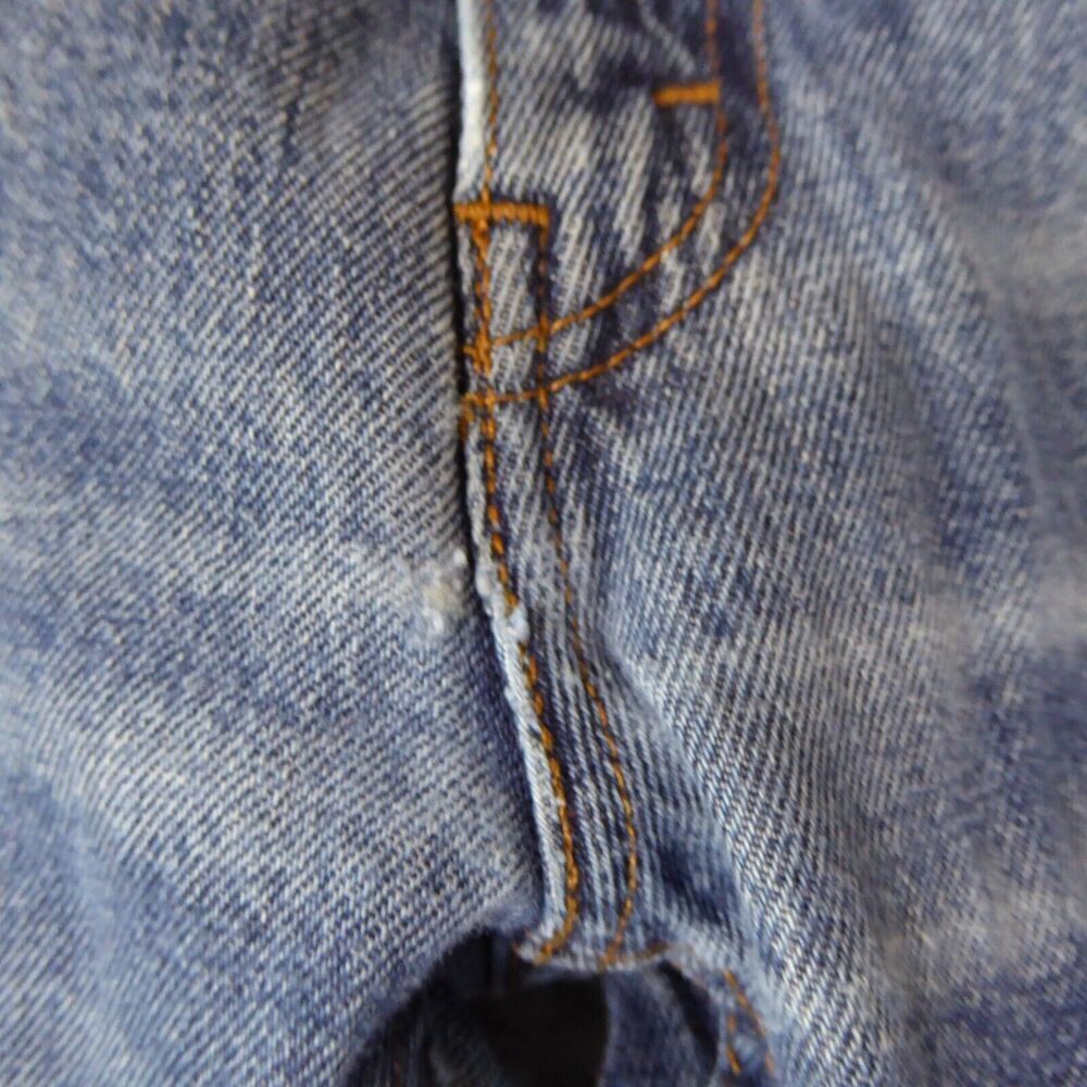 Levis 505 Jeans Mens 33x30 Blue Solid Denim Straight Distressed Workwear Adult - Picture 4 of 16